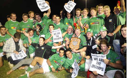 Lennox Head celebrate their third successive FNCRU premiership in Lismore on Saturday night. Lennox Head celebrate their third successive FNCRU premiership in Lismore on Saturday night.